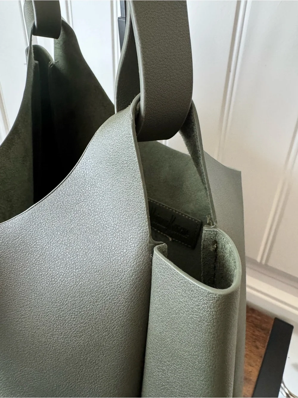 Neiman Marcus Olive Green Shoulder Tote Bag | Minimalist Slouch Hobo Purse